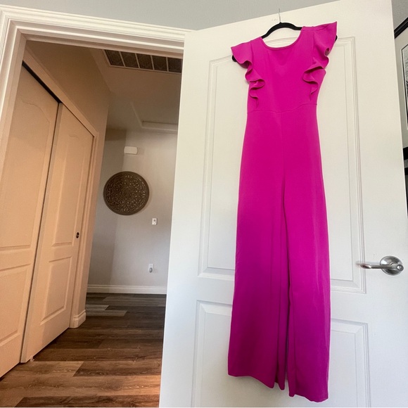 21 Saints Pants - Vibrant Pink 21 SAINTS Ruffle Sleeve Jumpsuit